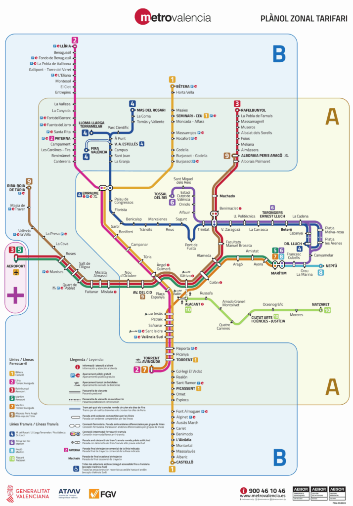 Metrovalencia - Pla zonal tarifari de la xarxa 2026