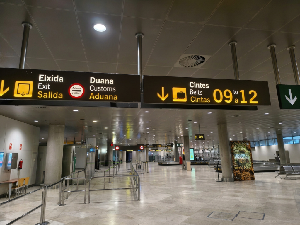 Panel informativo zona equipajes llegadas - Salida y Cintas 9-12 - Aeropuerto de Valencia
