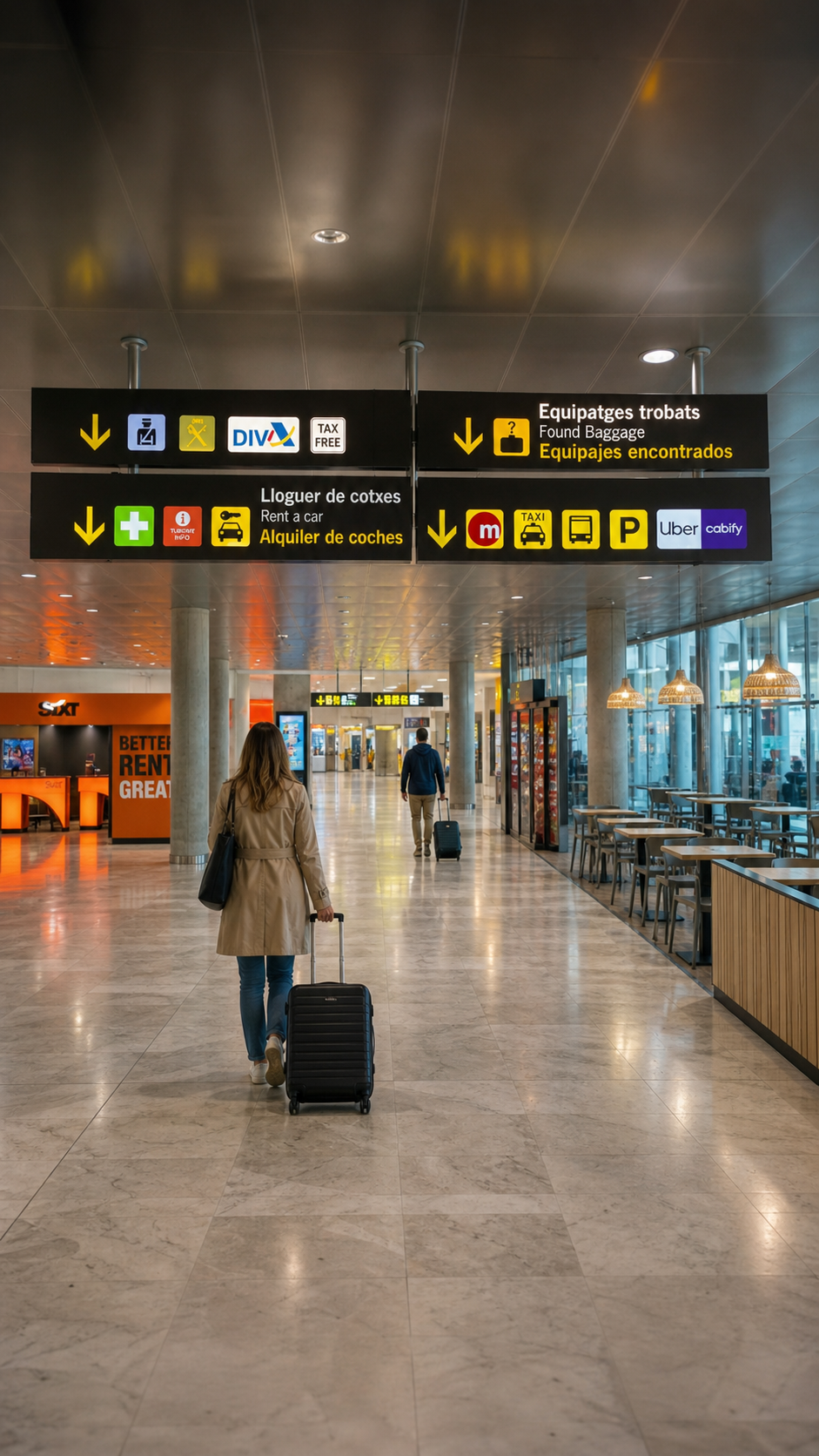 Caminando por la terminal del Aeropuerto de Valencia