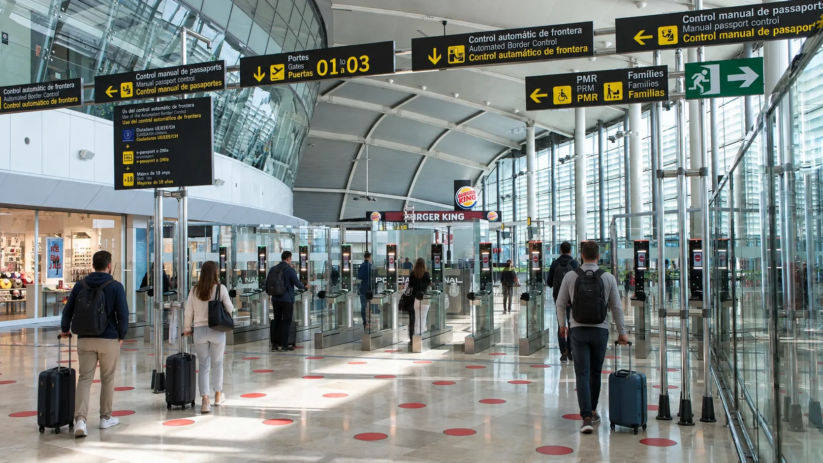 Aeropuerto de Valencia - Control de pasaportes automático con gente