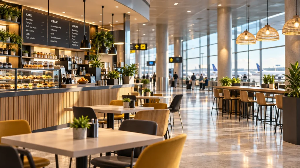 Cafetería en la terminal de un aeropuerto