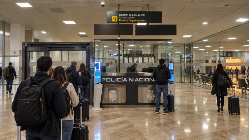 Control de pasaportes en el Aeropuerto Valencia
