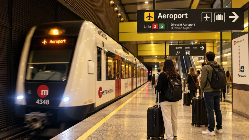 Metro con destino al Aeropuerto de Valencia