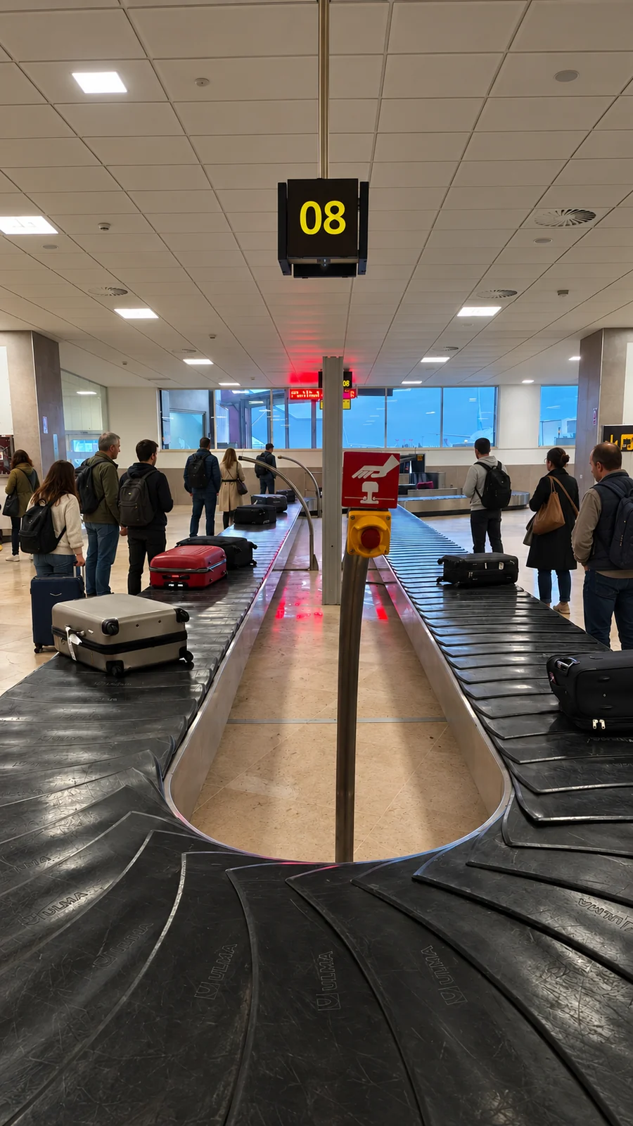 Zona de recogida de equipajes del Aeropuerto de Valencia, junto a la cinta 08