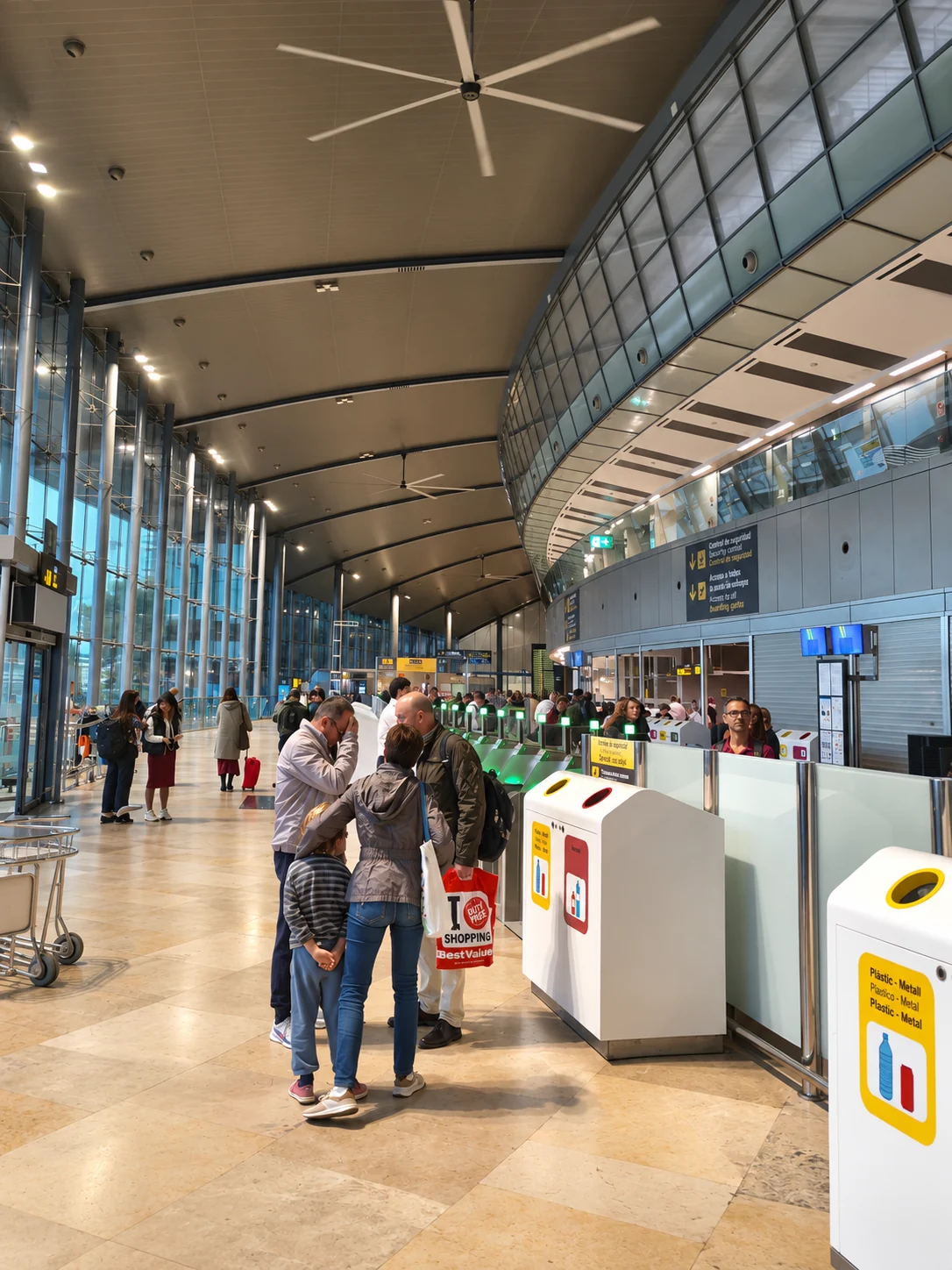Vestíbulo de acceso al control de seguridad del Aeropuerto de Valencia